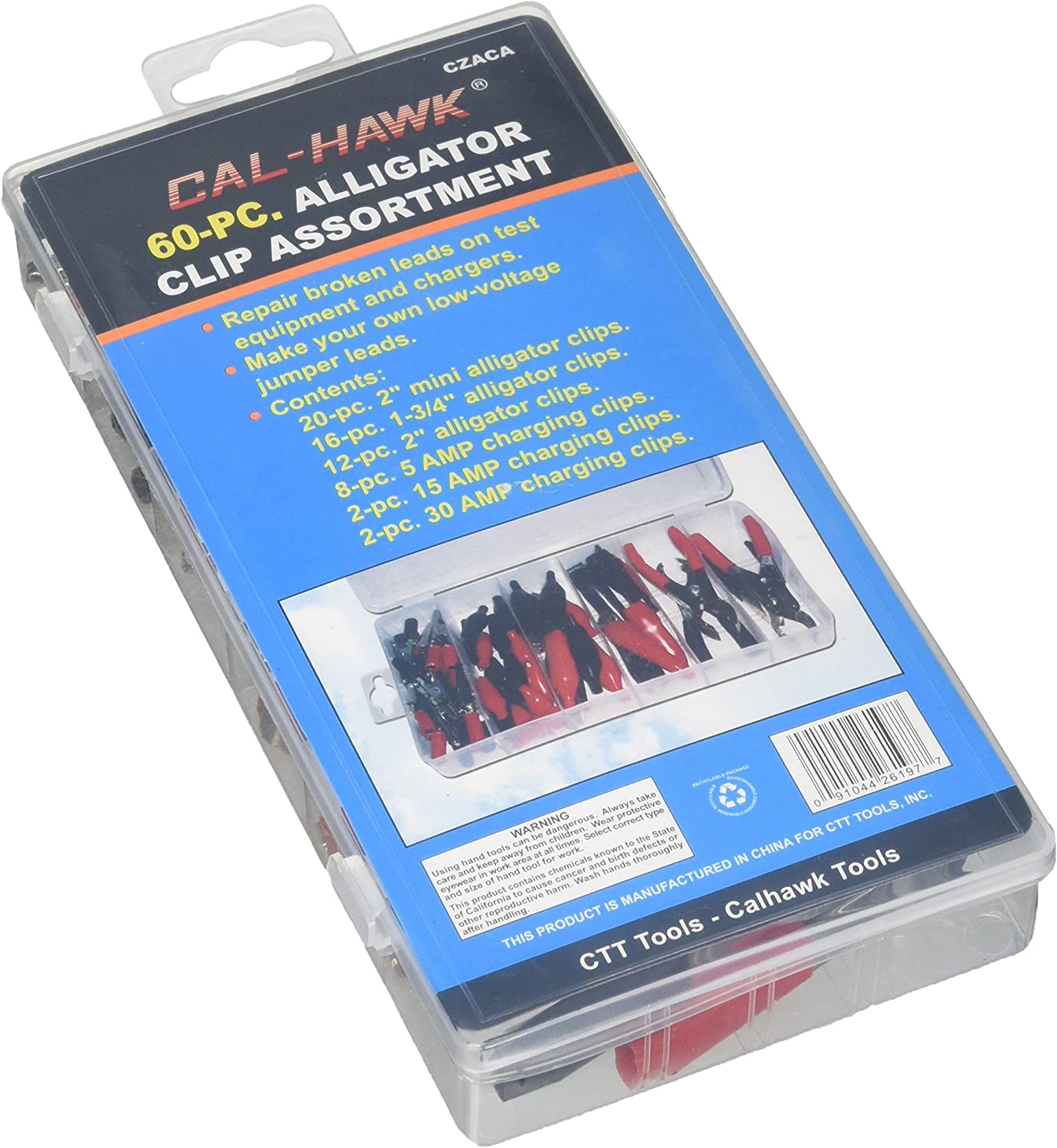 CZACA Alligator Clip & Clamp Assortment Electrical 60 pc Set by CTT (60 pc.